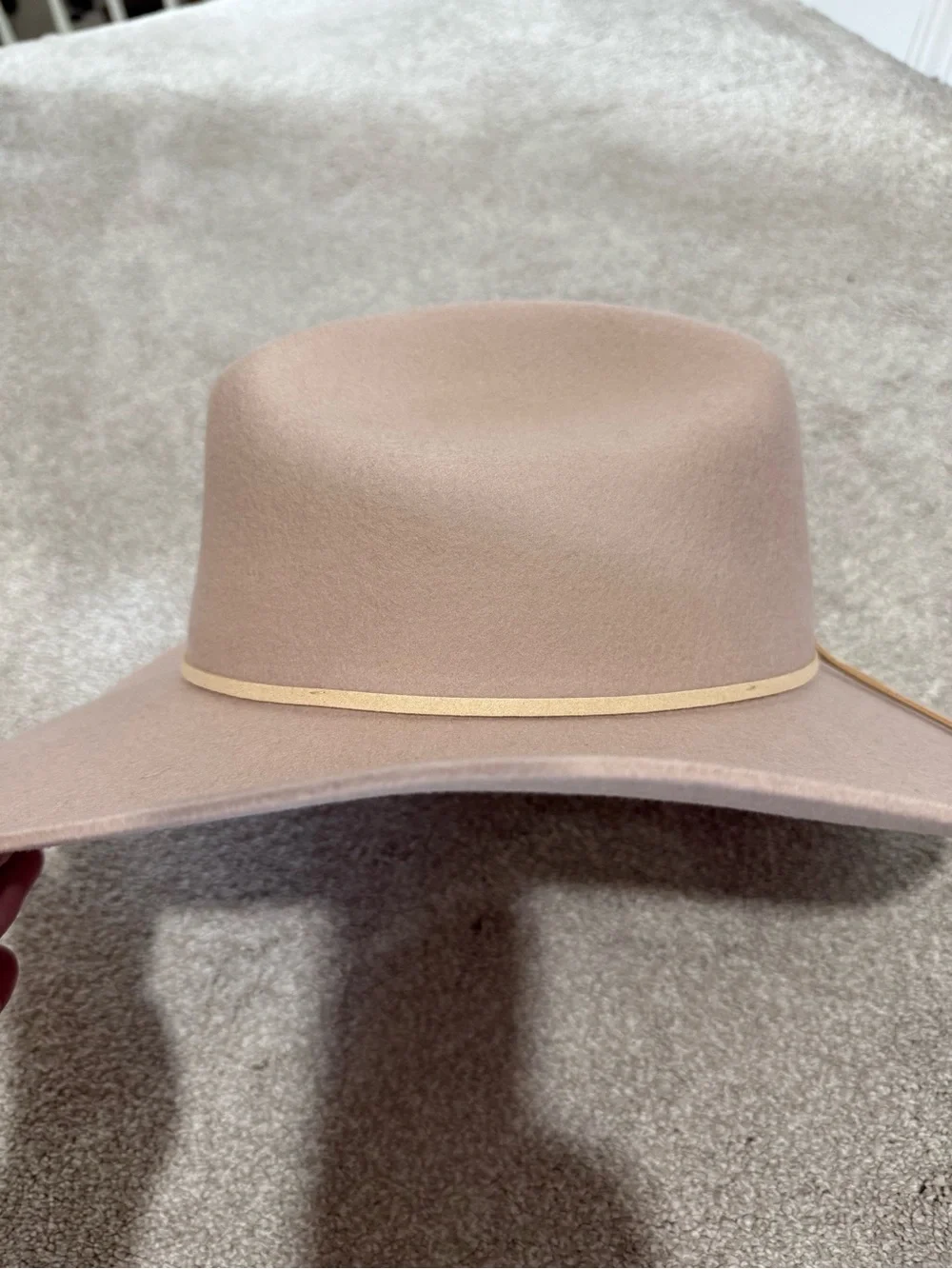 Wide Brim Felt Fedora Hat - Taupe